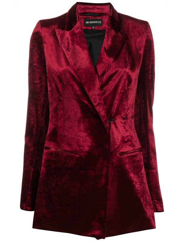 Ann Demeulemeester Langer Samt Blazer In Red Modesens