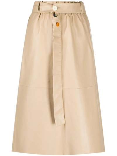 Shop Alysi A-line Leather Skirt In Neutrals