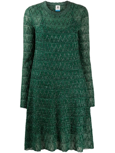 Shop M Missoni Chevron Stripe Mini Dress In Green