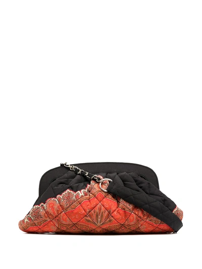 Shop Etro Quilted Paisley Clutch In Black