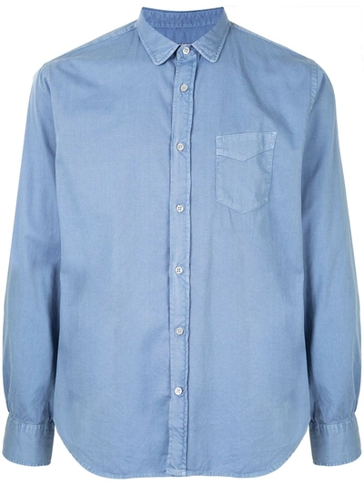 Shop Officine Generale Button-down Cotton Shirt In Blue