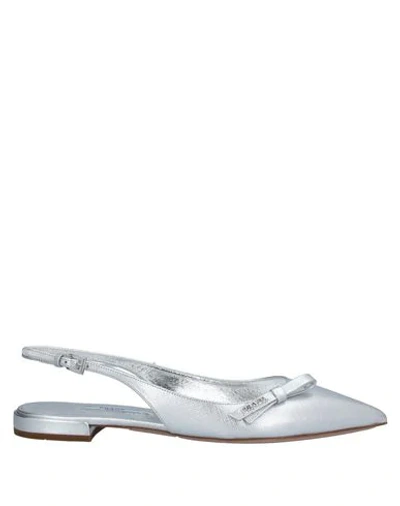 Shop Prada Ballet Flats In Silver