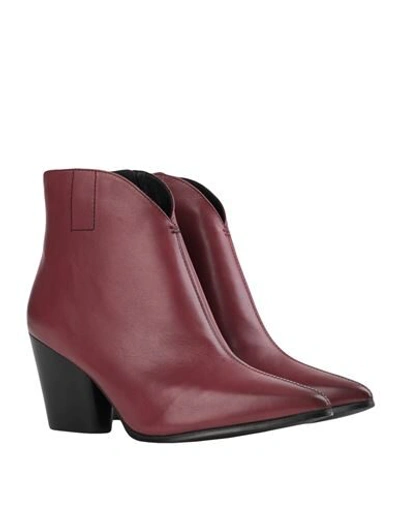 Shop Bruno Premi Woman Ankle Boots Burgundy Size 10 Bovine Leather In Red