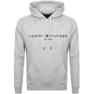 Tommy Hilfiger Embroidered Flag Logo Hoodie In Gray Marl grey