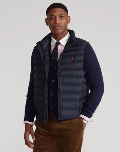 Shop Polo Ralph Lauren Packable Quilted Vest Man Puffer Midnight Blue Size Xxl Recycled Nylon