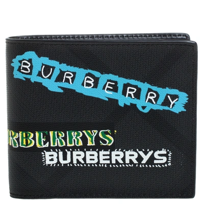 Pre-owned Burberry Black Printed Check Coated Canvas Bill Bifold Wallet