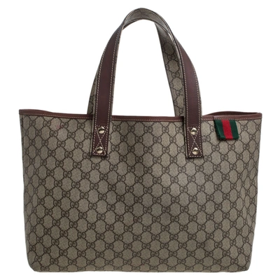 Pre-owned Gucci Beige Gg Supreme Canvas And Leather Sherry Line Tote