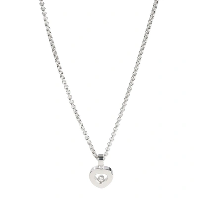 Pre-owned Chopard Happy Diamond Heart 18k White Gold Diamond Necklace