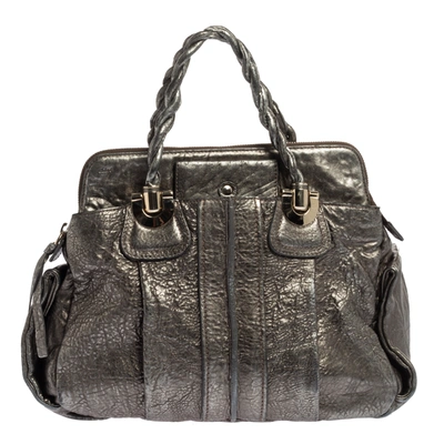 Pre-owned Chloé Metallic Textured Leather Heloise Satchel