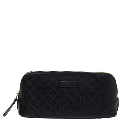 Pre-owned Gucci Black Diamante Leather Cosmetic Pouch