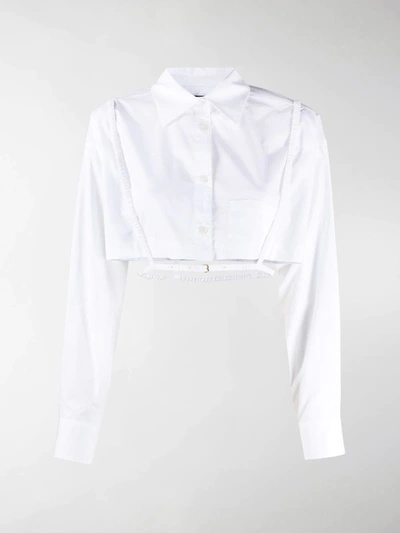 Shop Jacquemus La Chemise Cropped Shirt In White