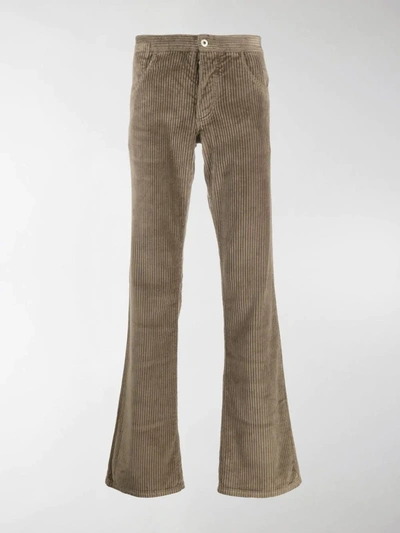 Shop Erl Corduroy Flared Trousers In Brown
