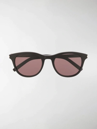 Shop Saint Laurent Sl 401 Round-frame Sunglasses In Black