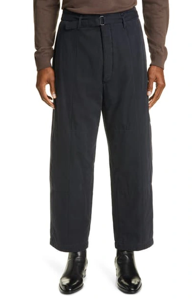 Shop Lemaire Tapered Cotton Pants In Anthracite