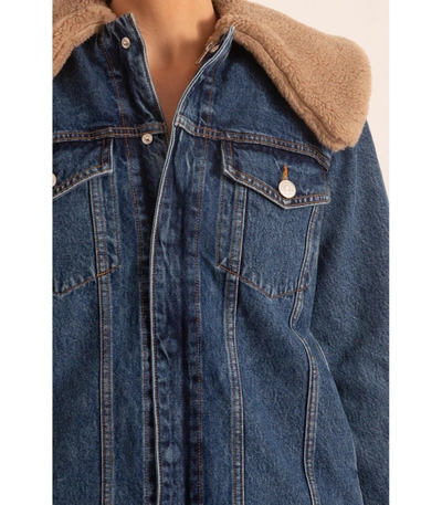 Shop Ganni Teddy Denim Jacket In Denim In Blue