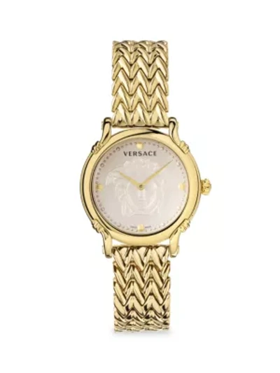 Shop Versace Safety Pin Yellow Goldplated Bracelet Watch