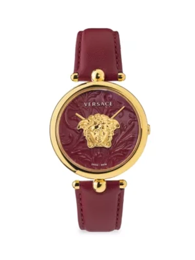 Shop Versace Men's Palazzo Empire Ip Red & Goldtone Leather Strap Watch
