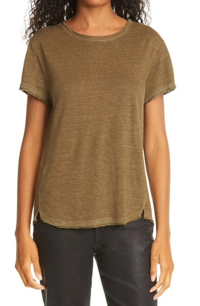 Shop Frame Easy True Organic Linen T-shirt In Military