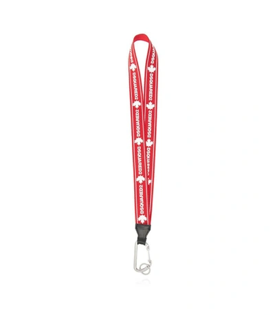 Shop Dsquared2 Red Keychain With White Logo