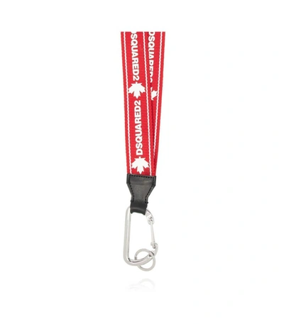 Shop Dsquared2 Red Keychain With White Logo