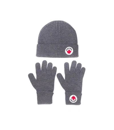 Shop Dsquared2 Grey Mélange Hat+gloves Knit Set