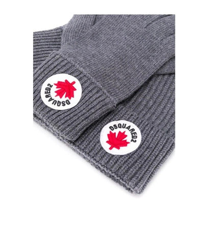 Shop Dsquared2 Grey Mélange Hat+gloves Knit Set