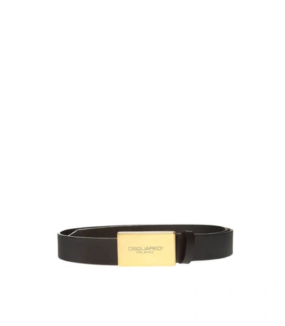 Shop Dsquared2 Black Gold Belt