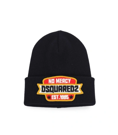 Shop Dsquared2 Black Beanie With Patch