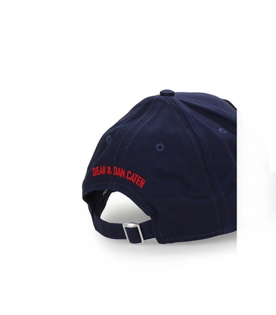 Shop Dsquared2 Navy Blue Baseball Cap With White Cap