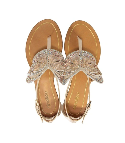 Shop Ninalilou Swarowski Butterfly Flat Thong Sandal In Beige