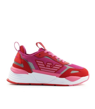 Shop Emporio Armani Mesh Red Fuchsia Sneaker In Fucsia