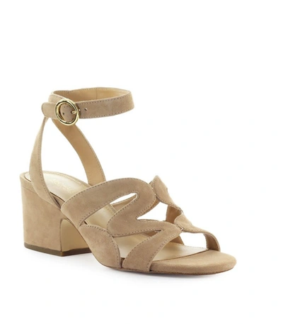 Shop Michael Kors Annalee Mid Beige Suede Sandal