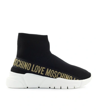 Shop Love Moschino Schwarz Socken-sneaker In Black