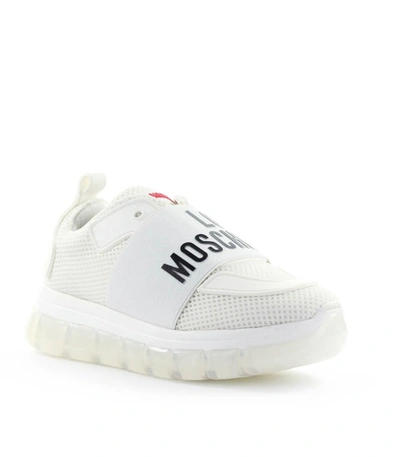 Shop Love Moschino White Mesh With Logo Sneaker