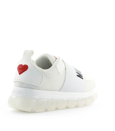 Shop Love Moschino White Mesh With Logo Sneaker