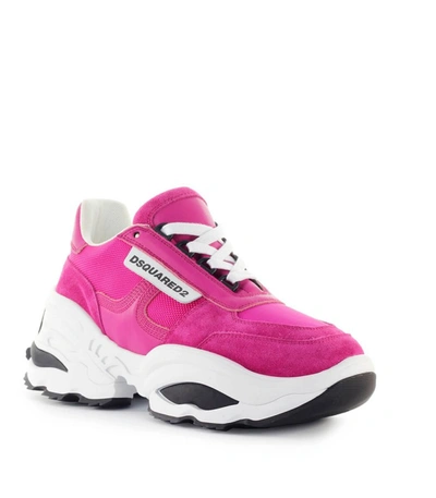 Shop Dsquared2 The Giant Hike Fuhsia White Sneaker In Pink