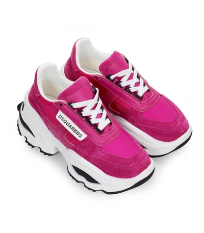 Shop Dsquared2 The Giant Hike Fuhsia White Sneaker In Pink