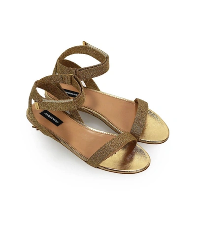 Shop Dsquared2 Gold Nappa Leather Sandal