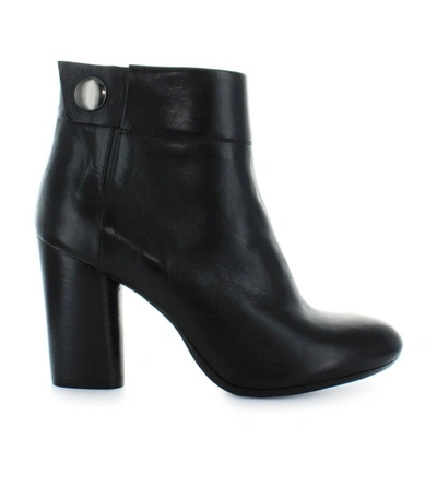Shop Fiori Francesi Black Leather Ankle Boots With Button