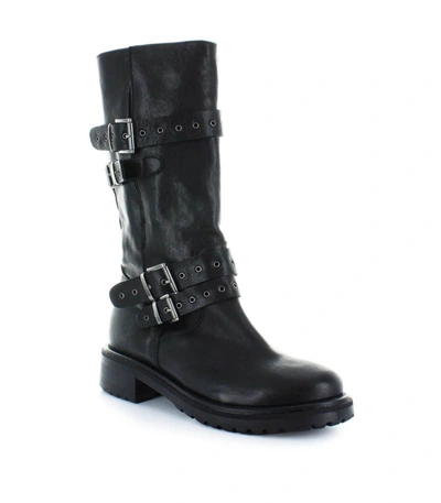 Shop Lemaré Black Leather Biker Boots