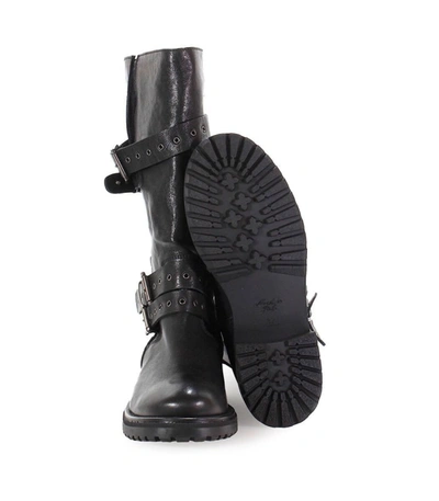 Shop Lemaré Black Leather Biker Boots