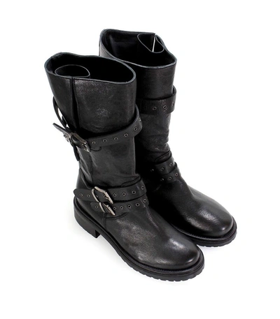 Shop Lemaré Black Leather Biker Boots