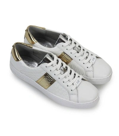 Shop Michael Kors Irving Stripe Lace Up White Sneaker