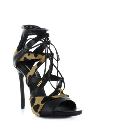 Shop Dsquared2 Tie Me Up Black Animalier Sandal