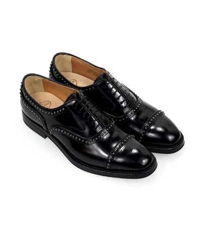 Shop Church's Polished Fume Black Anna Met Oxford Lace-up