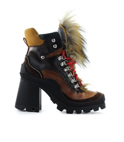 Shop Dsquared2 Queen Peak Brown Heleed Ankle Boot In Multicolor