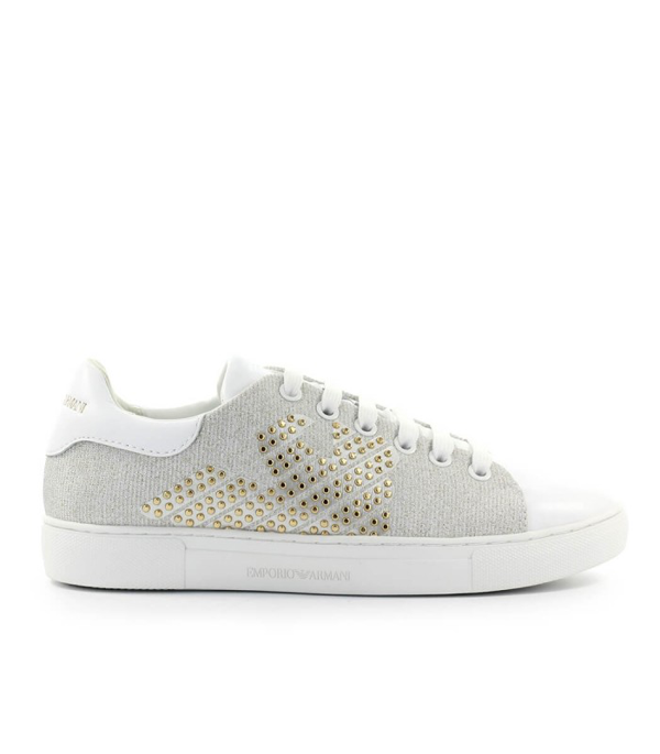 white sneakers with gold studs