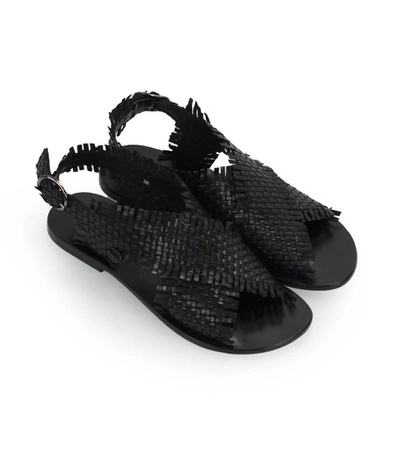 Shop Strategia Black Braided Flat Sandal
