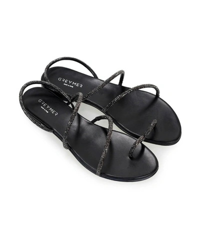 Shop Greymer Mini Campari Black Flat Sandal