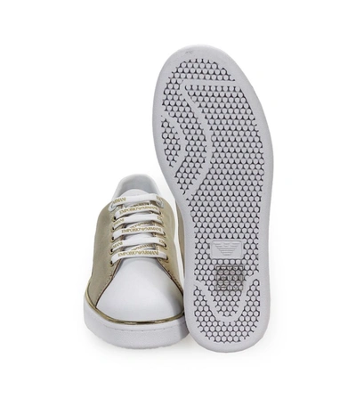 Shop Emporio Armani Gold Nappa Leather Sneaker